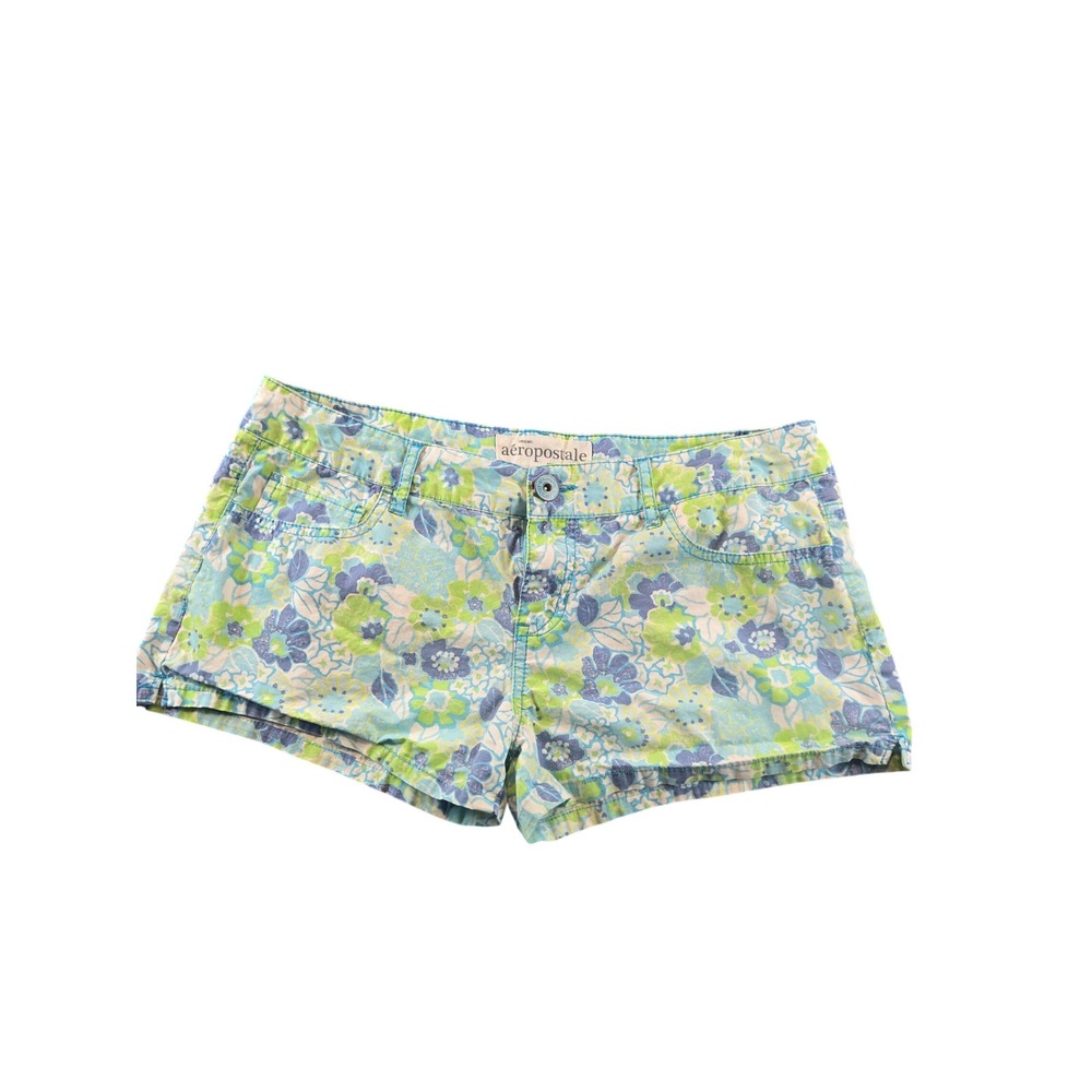 Aeropostale Floral‎ Shorts Blue Green White Low Rise Size 9/10 Summer Casual
